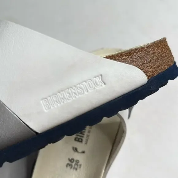 BIRKENSTOCK Arizona White Silver Double Strap Leather Narrow Sandals S-375 36 EU - Picture 11 of 11